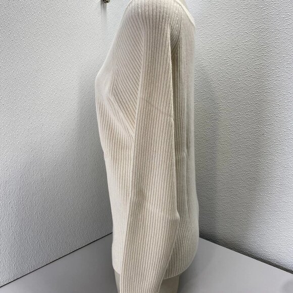 NEW STATE CASHMERE Off-Shoulder V-Neck Sweater • Size XL • Undyed White - Picture 7 of 8